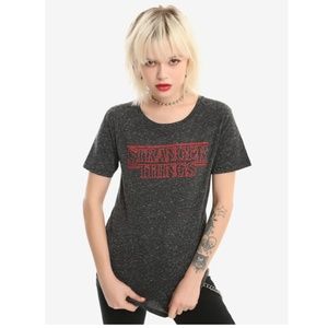 HOT TOPIC Stranger Things Graphic T-Shirt Black Speckled Juniors XXL
